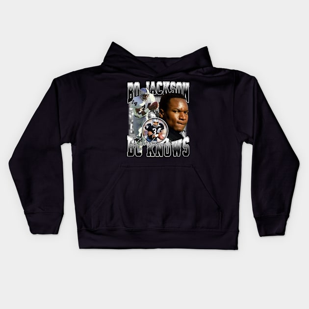 Bo Jackson Bo Knows Signature Vintage Legend Baseball Football Bootleg Rap Graphic Style Kids Hoodie by Koch Sean